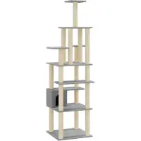 vidaXL Arbre à chat avec colonnes à griffer en sisal gris clair 183 cm
