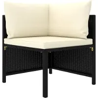 vidaXL Canapé d'angle modulaire avec coussins noir Poly rotin