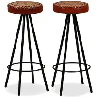vidaXL Tabouret de bar 2 pcs. Cuir véritable