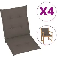vidaXL Coussin pour chaise de jardin à dossier bas 4 pcs. Taupe 100x50x3 cm