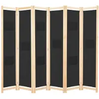 vidaXL Cloison de séparation 6 panneaux Noir 240 x 170 x 4 cm Tissu