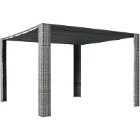 vidaXL Pavillon avec toit Poly Rattan 300x300x220 cm Gris et Anthracite