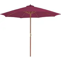 vidaXL Parasol avec mât en bois 300 cm rouge bordeaux