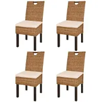 vidaXL Chaises de salle à manger 4 pcs. Rotin Kubu Bois de mangue
