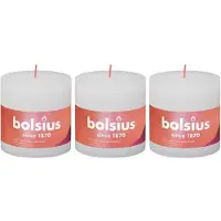 Bolsius Bougies pilier rustiques Shine 3 pcs 100x100 mm Blanc nuageux