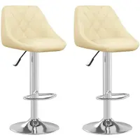 vidaXL Tabouret de bar 2 pcs. Crème similicuir
