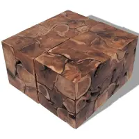 vidaXL Tabouret/Table basse en teck massif