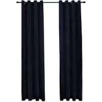vidaXL Rideaux occultants avec anneaux 2 pcs Velours Noir 140x225 cm