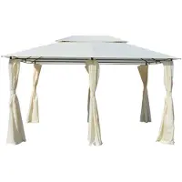 vidaXL Pavillon de jardin avec rideaux 4x3 m blanc
