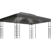 vidaXL Pavillon avec guirlande lumineuse LED 3x4 m Anthracite