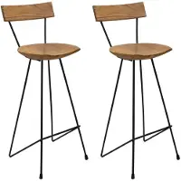 vidaXL Tabouret de bar 2 pcs. bois massif teck
