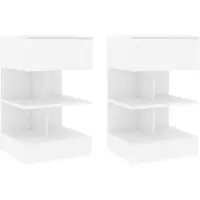 vidaXL Tables de chevet 2 pcs Blanc 40x35x65 cm Bois d’ingénierie