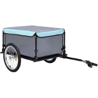 vidaXL Remorque pour vélo noir et bleu 65 kg
