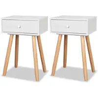 vidaXL Table de chevet 2 pcs Bois de pin massif 40 x 30 x 61 cm Blanc