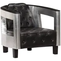 vidaXL Fauteuil en style d'aviation noir cuir véritable