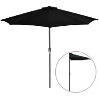 vidaXL Parasol de balcon Mât en aluminium noir 270x144x222cm semi-circulaire