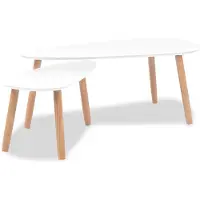 vidaXL Ensemble de 2 tables basses en pin massif blanc