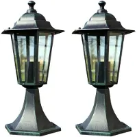 vidaXL Lanternes de jardin 2 pcs. Vert foncé/Noir Aluminium