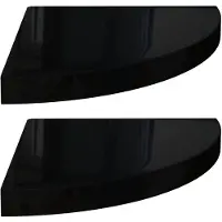 vidaXL Étagères d'angle flottantes 2pcs noir brillant 35x35x3,8 cm MDF