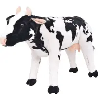 vidaXL Peluche Vache debout Peluche noire et blanche XXL
