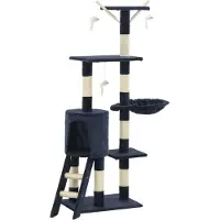 vidaXL Arbre à chat avec colonnes en sisal 138 cm bleu foncé