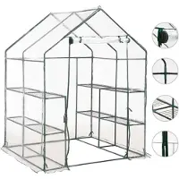 vidaXL Serre avec 8 étagères 143 x 143 x 195 cm