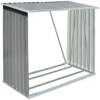 vidaXL Abri de stockage de bois Acier galvanisé 163x83x154 cm Gris