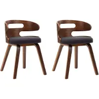 vidaXL Chaise de salle à manger 2 pcs. Gris foncé Bois courbé et tissu
