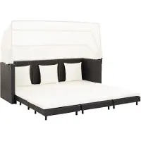 vidaXL Canapé-lit extensible 3 places avec toit Poly rotin noir