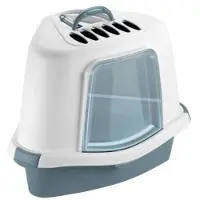 Stefanplast ZOLUX Maison de toilette d'angle - Bac à litière pour chat avec pelle 54 x 40 x 40 cm - Bleu acier