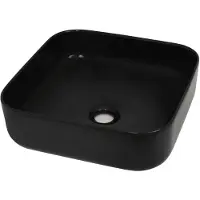 vidaXL Lavabo en céramique carré noir 38 x 38 x 13,5 cm