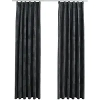 vidaXL Rideaux occultants et crochet 2pcs Velours Anthracite 140x225cm
