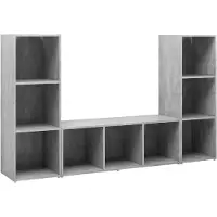 vidaXL Armoires TV 3 pcs. Gris béton 107x35x37 cm Bois composite