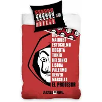 DOBENO Housse De Couette La Casa De Papel Rouge (Taille Taille Unique,Couleur Rouge)