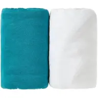 BabyCalin Lot De 2 Draps Housse Bleu Tropical / Blanc 70 X 140 Cm -