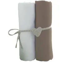 Cstore Lot De 2 Draps Housse Blanc / Taupe 60 X 120 Cm -