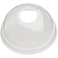 Multi Plastlåg Ø95 mm Kuppel med Hul til sugerør RPET Klar,50 stk/ps - (50 pcs.), Boîte de conservation, Transparent