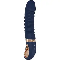 Dream Toys Goddess - vibromasseur nervuré chauffant (bleu foncé)