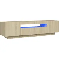 vidaXL Armoire TV avec lampes LED Chêne Sonoma 160x35x40 cm