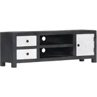 vidaXL Armoire TV sculptée à la main Gris Blanc Bois massif de manguier