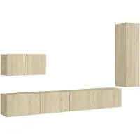 vidaXL 4 Piece TV Cabinet Set Sonoma Oak Engineered Wood