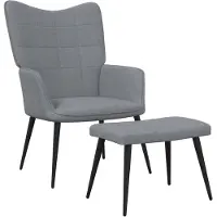 vidaXL Fauteuil relax avec pouf Tissu gris clair