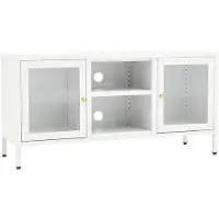 vidaXL Armoire TV blanc 105x35x52 cm acier et verre