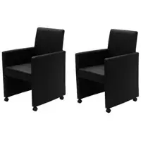 vidaXL Chaise de salle à manger 2 pcs. noir similicuir