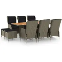 vidaXL Salon de jardin 9 pièces avec coussins Poly rotin brun