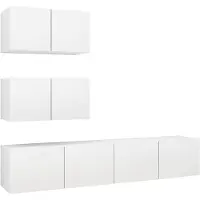 vidaXL Ensemble de 4 armoires TV blanc en bois composite