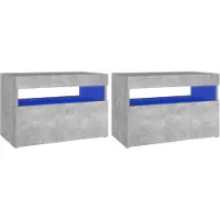 vidaXL Armoires TV Lampes LED 2 pcs. Gris béton 60x35x40 cm