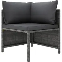 vidaXL Canapé d'angle modulaire avec coussins Gris Poly rotin