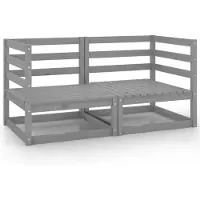 vidaXL Canapé d'angle de jardin 2 pcs. Gris Pin massif