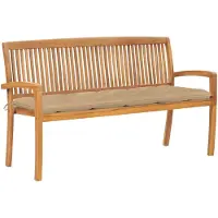 vidaXL Banc de jardin empilable avec support 159 cm bois massif teck